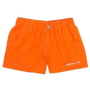 Bright Orange Elastic-Waist Kids Shorts
